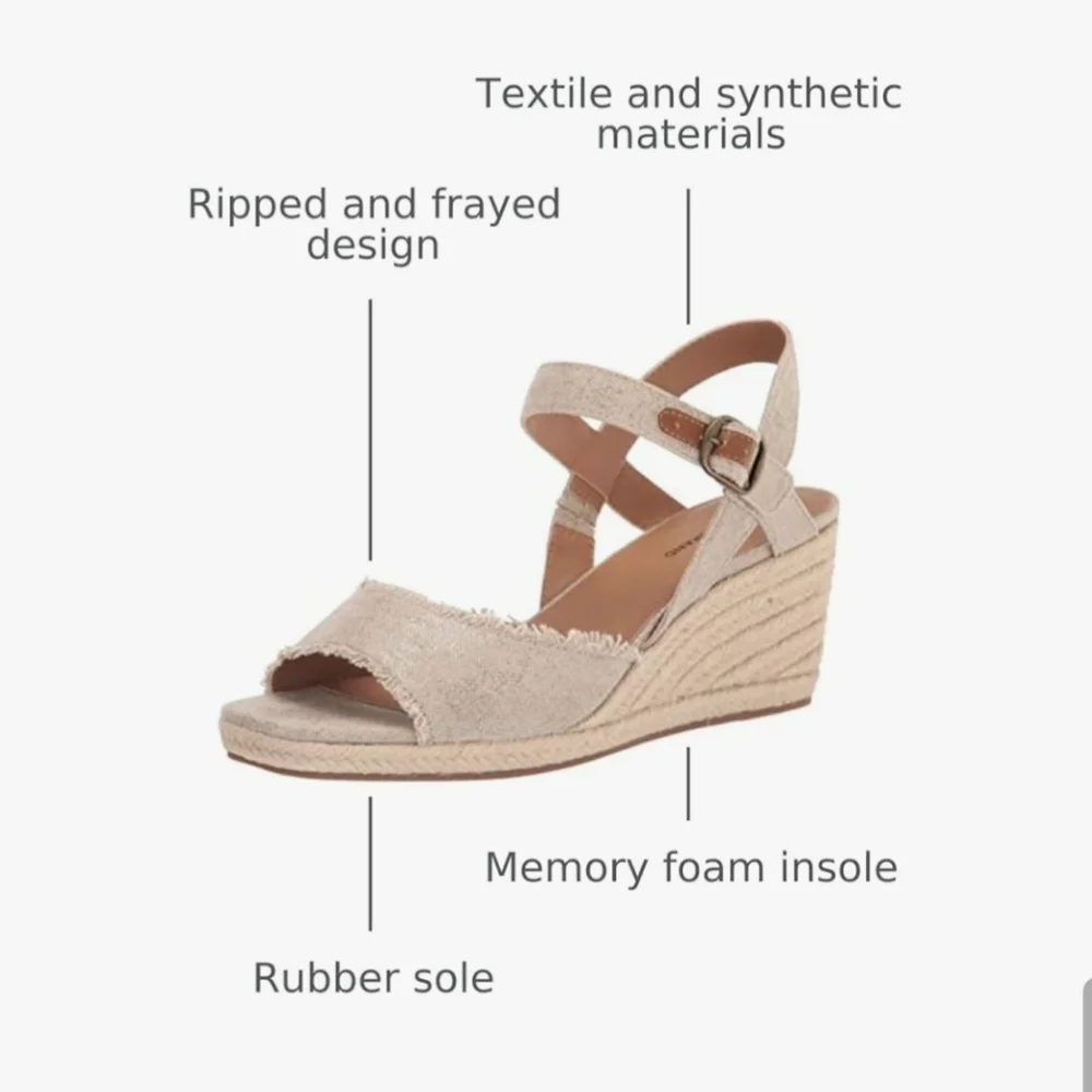 Lucky Brand Mindra Espadrille Wedge Sandal Size 12 Natural Frayed